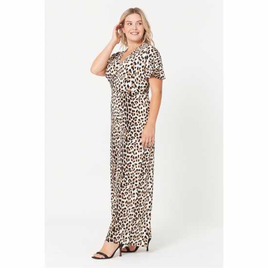 Be You Beyou Animal Print Wide Leg Jumpsuit Womens  