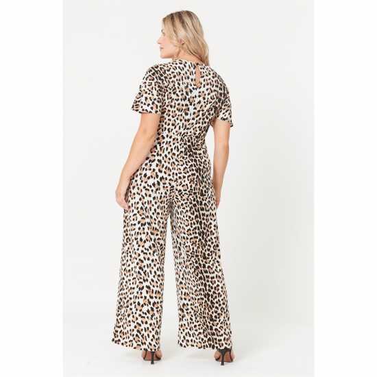 Be You Beyou Animal Print Wide Leg Jumpsuit Womens  