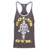 Golds Gym Muscle Joe Contrast Stringer Vest Mens Grey Marl Мъжко облекло за едри хора