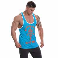 Golds Gym String Vest Mens Turquoise/Orang Мъжки ризи