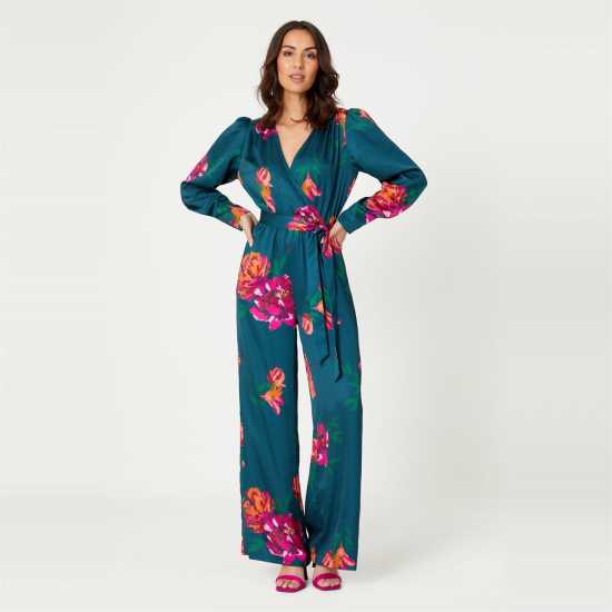 Be You Satin Floral Wrap Jumpsuit  Дамски поли и рокли