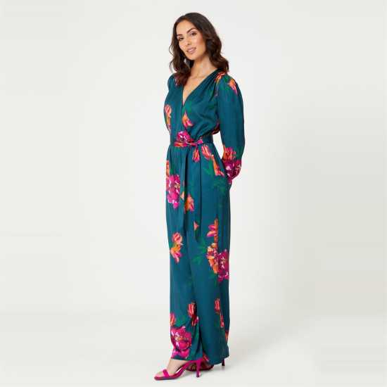 Be You Satin Floral Wrap Jumpsuit  Дамски поли и рокли