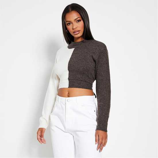 Плетен Пуловер Isawitfirst Recycled Blend Colourblock Cosy Knit Jumper With Tie Back  