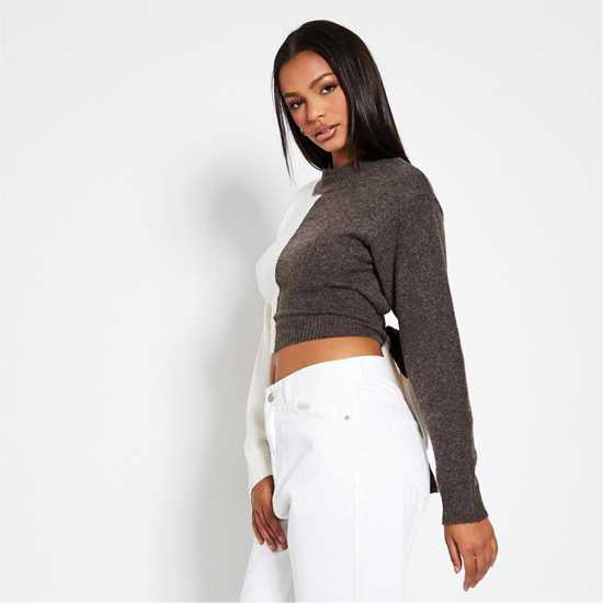Плетен Пуловер Isawitfirst Recycled Blend Colourblock Cosy Knit Jumper With Tie Back  