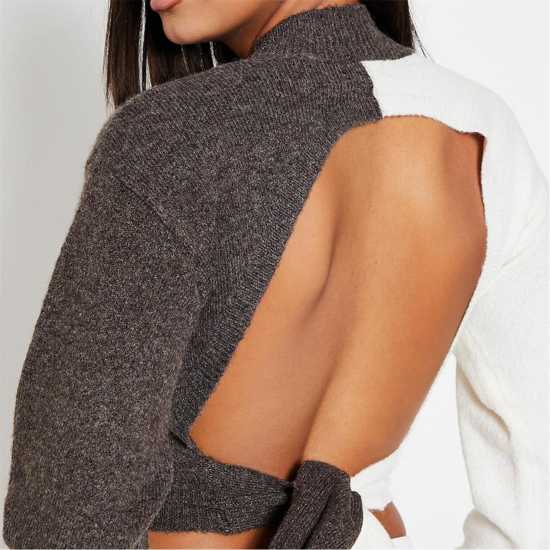 Плетен Пуловер Isawitfirst Recycled Blend Colourblock Cosy Knit Jumper With Tie Back  