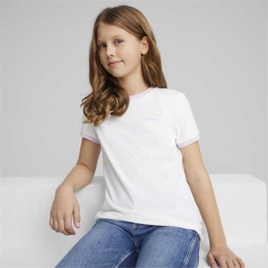 Puma Тениска С Лого Classics Match Point Logo Tee G T-Shirt Girls Пума Бяло Детски тениски и фланелки