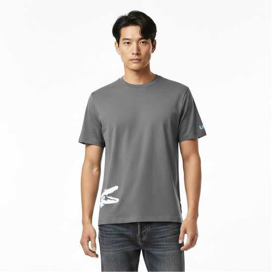 Lacoste Men's Printed Cotton Lounge Short Sleeve Pyjama Top  