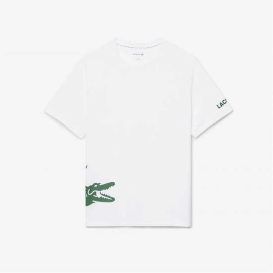 Lacoste Men's Printed Cotton Lounge Short Sleeve Pyjama Top  