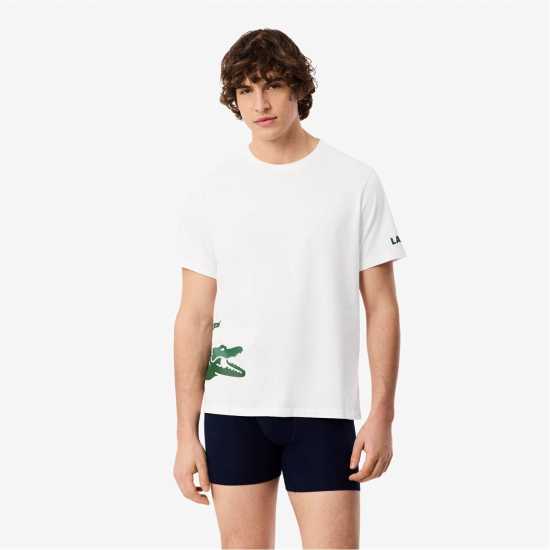 Lacoste Men's Printed Cotton Lounge Short Sleeve Pyjama Top  