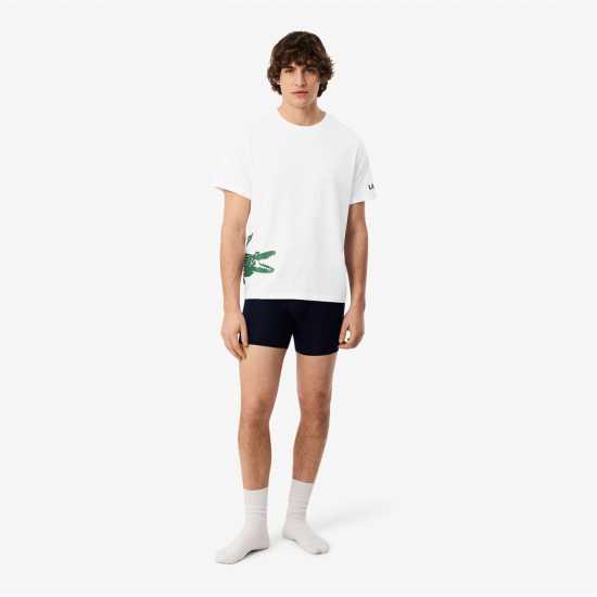 Lacoste Men's Printed Cotton Lounge Short Sleeve Pyjama Top  