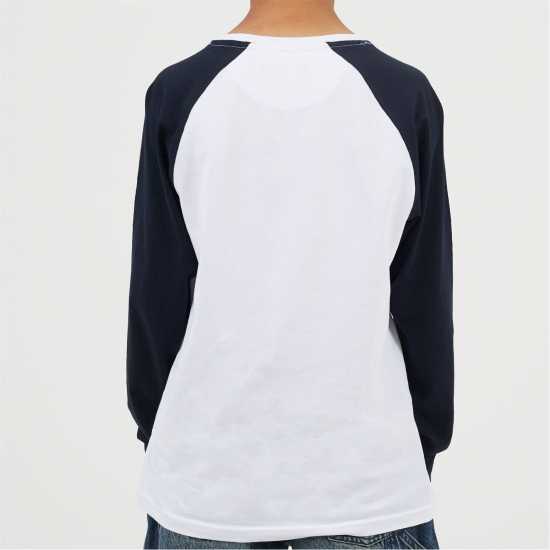 Brave Soul Boys Long Sleeve Crew Neck Tee with Contrast Raglan Sleeves White/Navy Brave Soul Boys Long Sleeve Crew Neck Tee With Contrast Raglan Sleeves White/Navy