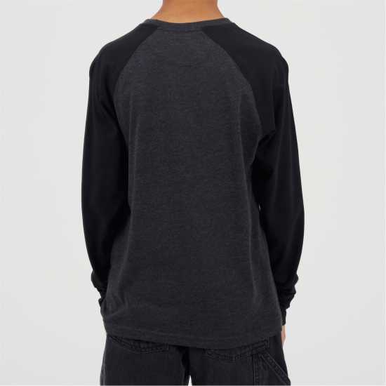 Brave Soul Boys Long Sleeve Crew Neck Tee With Contrast Raglan Sleeves Dk Charcoal Brave Soul Boys Long Sleeve Crew Neck Tee With Contrast Raglan Sleeves Dk Charcoal