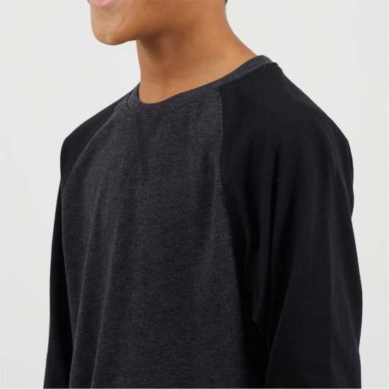 Brave Soul Boys Long Sleeve Crew Neck Tee With Contrast Raglan Sleeves Dk Charcoal Brave Soul Boys Long Sleeve Crew Neck Tee With Contrast Raglan Sleeves Dk Charcoal