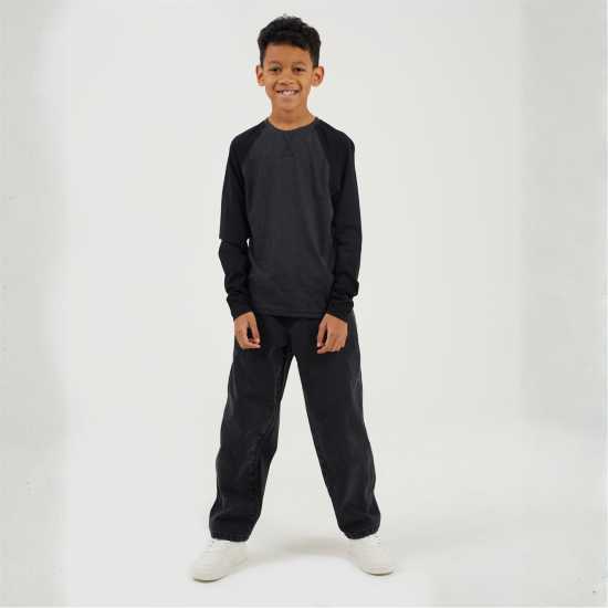 Brave Soul Boys Long Sleeve Crew Neck Tee With Contrast Raglan Sleeves Dk Charcoal Brave Soul Boys Long Sleeve Crew Neck Tee With Contrast Raglan Sleeves Dk Charcoal