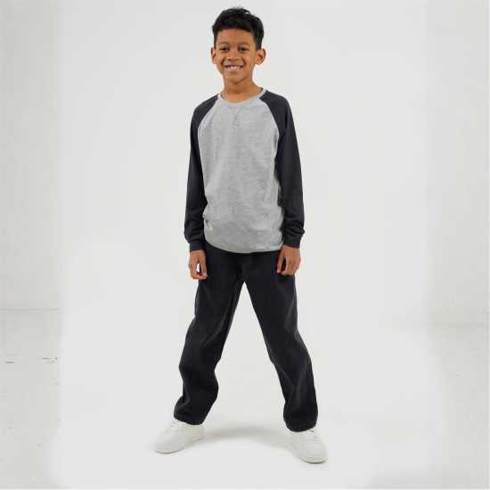 Brave Soul Boys Long Sleeve Crew Neck Tee With Contrast Raglan Sleeves Grey/Charcoal Brave Soul Boys Long Sleeve Crew Neck Tee With Contrast Raglan Sleeves Grey/Charcoal
