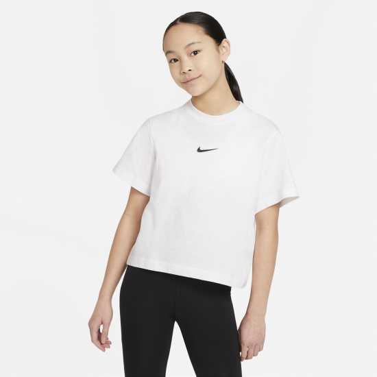 Nike Sportswear Big Kids' (Girls') T-Shirt Бяло/Черно Детски тениски и фланелки