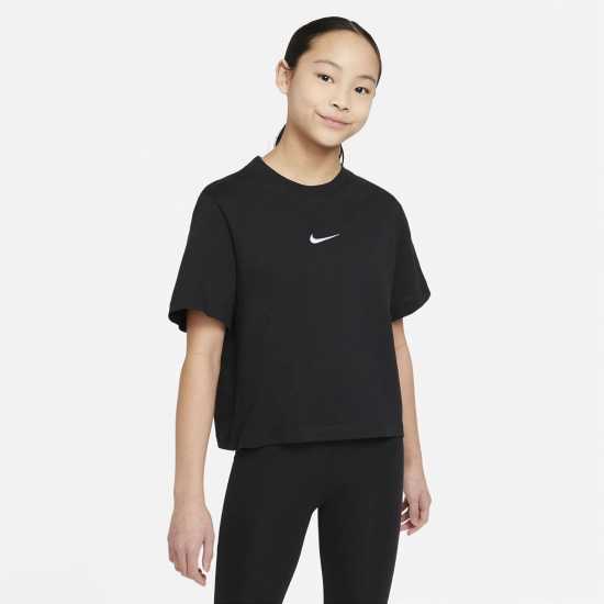 Nike Sportswear Big Kids' (Girls') T-Shirt Черно/Бяло 