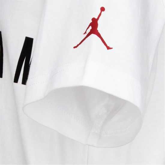 Тениска Момчета С Щампа Air Jordan Longline Graphic T Shirt Junior Boys White JDBBrand Детски тениски и фланелки