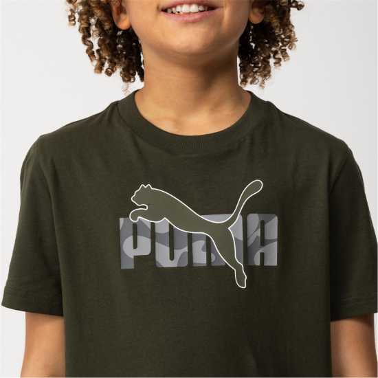 Puma Essentials Graphic Regular Fit T-Shirt Маслинов камуфлаж 
