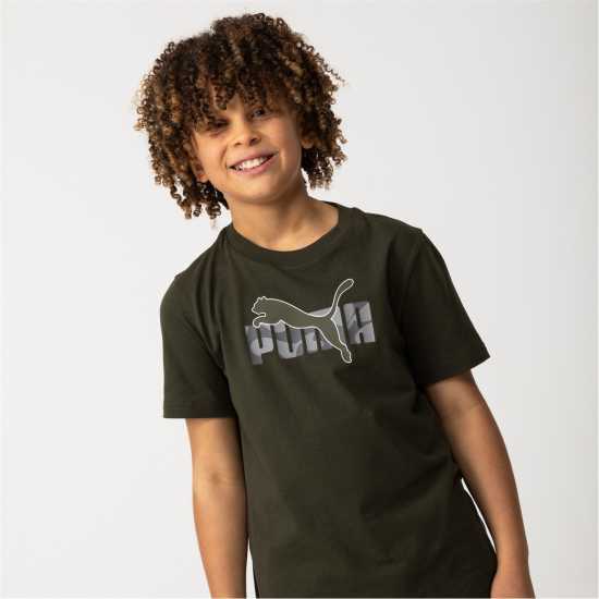 Puma Essentials Graphic Regular Fit T-Shirt Маслинов камуфлаж 