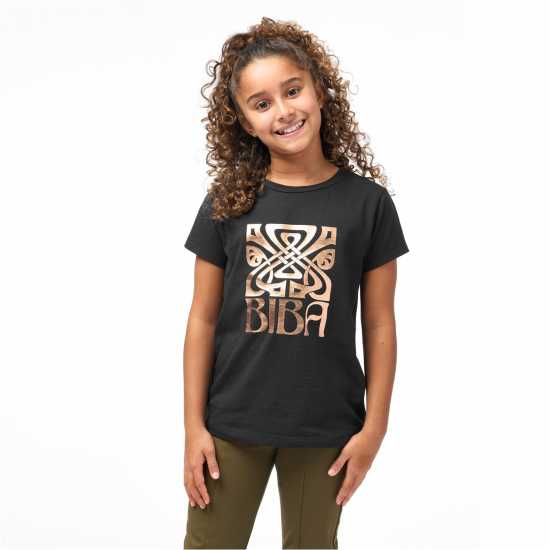 Детски тениски и фланелки Biba Тениска Junior Girls Logo T Shirt Черно Biba Тениска Junior Girls Logo T Shirt Черно Детски тениски и фланелки