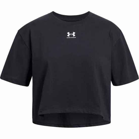 Under Armour Armour Short Sleeve Junior Черно/бяло Детски тениски и фланелки