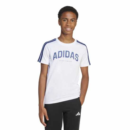 Детски тениски и фланелки Adidas Collegiate Graphic T-Shirt Kids White Adidas Collegiate Graphic T-Shirt Kids White Детски тениски и фланелки