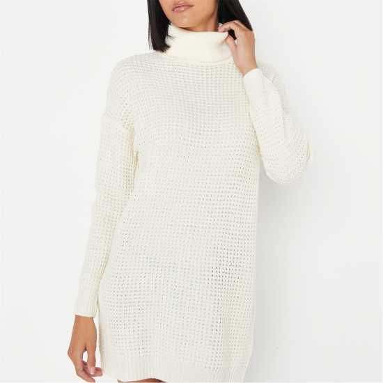Recycled Tall Roll Neck Knitted Mini Dress  Дамски поли и рокли