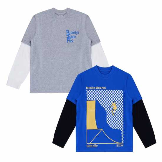 Firetrap 2 Pack Long Sleeve T-Shirts Juniors  