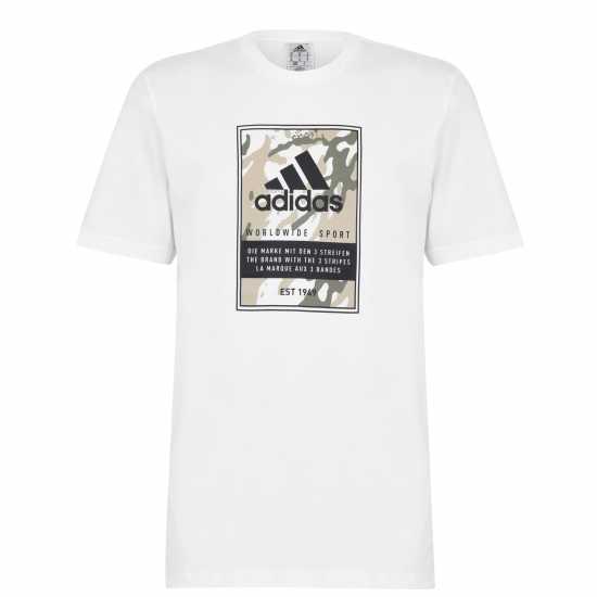 Adidas Мъжка Риза Graphic Logo T-Shirt Mens White Camo Box Мъжки тениски с яка