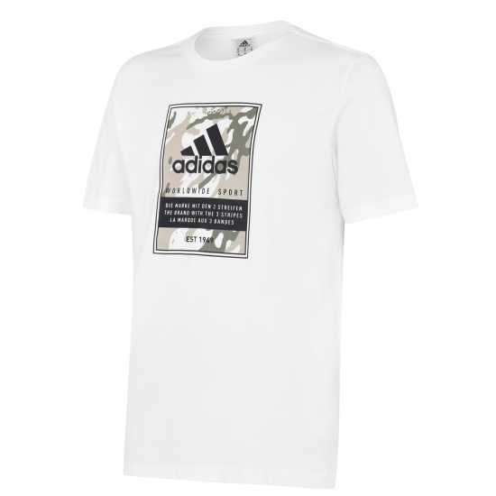 Adidas Мъжка Риза Graphic Logo T-Shirt Mens White Camo Box Мъжки тениски с яка