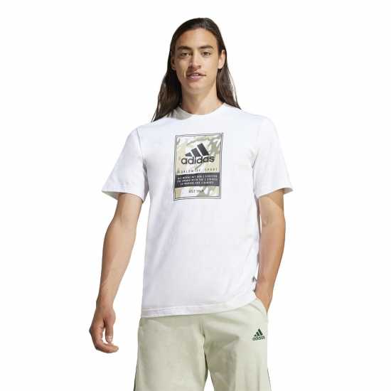 Adidas Мъжка Риза Graphic Logo T-Shirt Mens Бяла Камо Кутия Adidas Мъжка Риза Graphic Logo T-Shirt Mens Бяла Камо Кутия