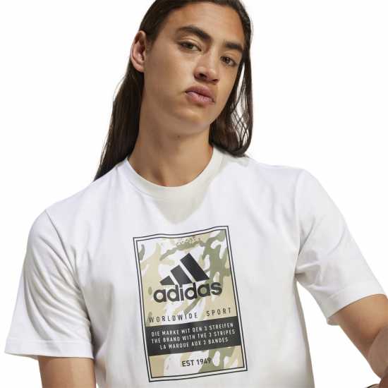 Adidas Мъжка Риза Graphic Logo T-Shirt Mens Бяла Камо Кутия Adidas Мъжка Риза Graphic Logo T-Shirt Mens Бяла Камо Кутия
