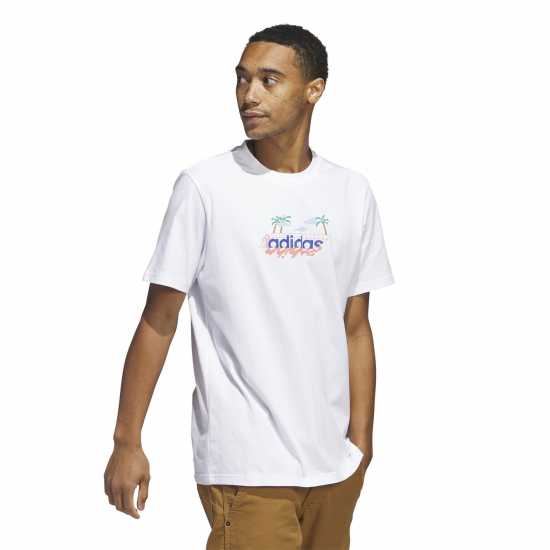 Adidas Мъжка Риза Graphic Logo T-Shirt Mens White Palm Мъжки ризи