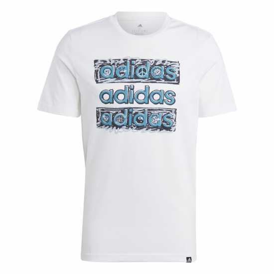 Adidas Мъжка Риза Graphic Logo T-Shirt Mens White Multi Мъжки ризи