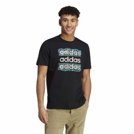 Adidas Мъжка Риза Graphic Logo T-Shirt Mens Black Multi - Мъжки тениски с яка