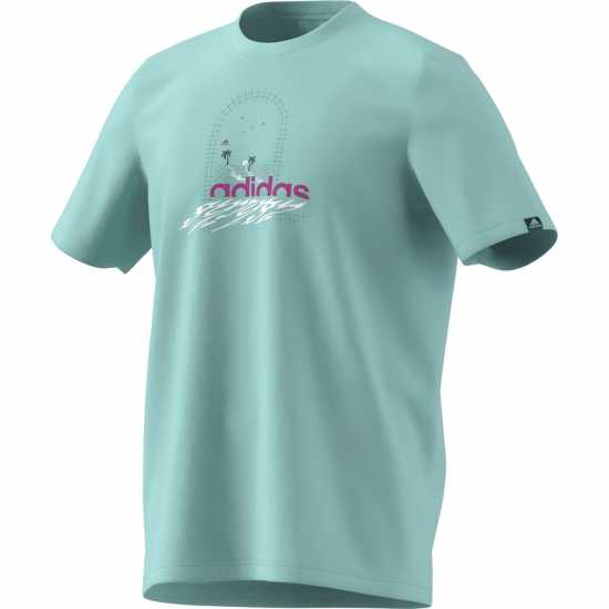 Adidas Мъжка Риза Graphic Logo T-Shirt Mens Semi Flash Aqua Мъжки ризи