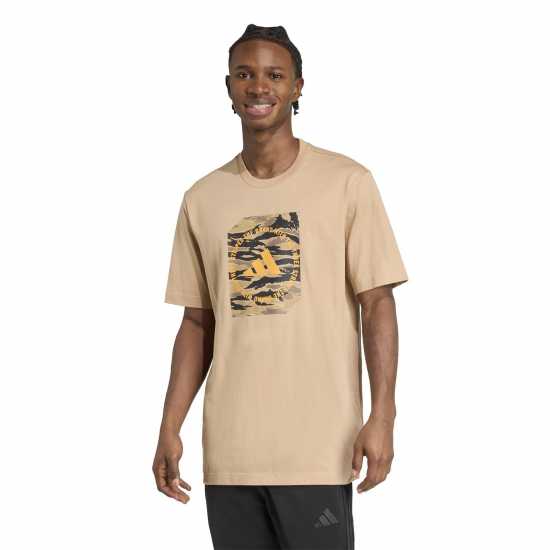 Adidas Graphic Essentials Cotton Short Sleeve T-Shirt Пясъчен камуфлаж 