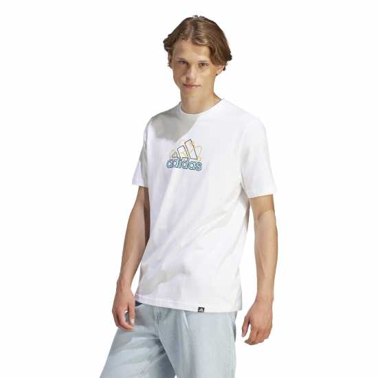 Adidas Мъжка Риза Graphic Logo T-Shirt Mens White Centre LG Мъжки ризи