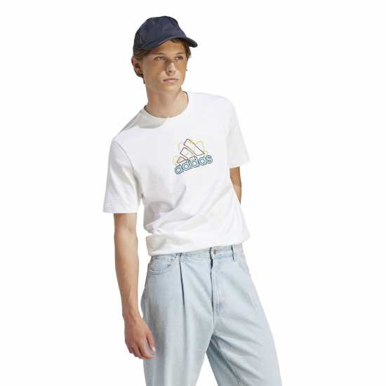 Adidas Мъжка Риза Graphic Logo T-Shirt Mens White Centre LG Мъжки ризи