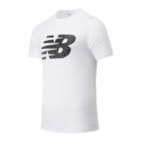 New Balance Мъжка Тениска Stacked Logo T Shirt Mens White Мъжки тениски и фланелки
