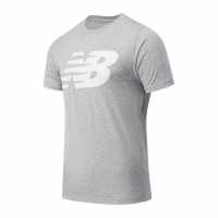 New Balance Мъжка Тениска Stacked Logo T Shirt Mens Grey Мъжки тениски и фланелки