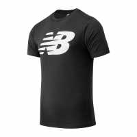 New Balance Мъжка Тениска Stacked Logo T Shirt Mens Black Мъжки тениски и фланелки