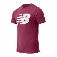 New Balance Мъжка Тениска Stacked Logo T Shirt Mens Burgundy Мъжки тениски и фланелки