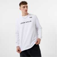 Тениска Jack Wills Long Sleeve Graphic Textured T Shirt White Мъжки ризи