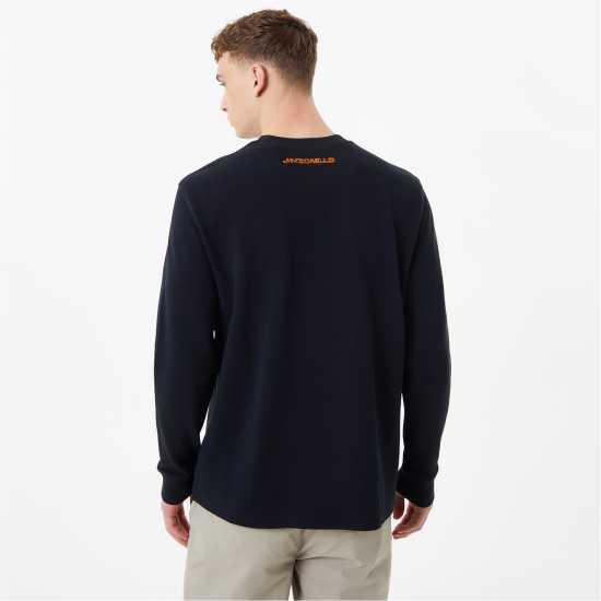 Тениска Jack Wills Long Sleeve Graphic Textured T Shirt Black Мъжки ризи