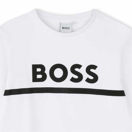 Детски тениски и фланелки Hugo Boss Boss Long Sleeve Logo Print T-Shirt Junior Boys Бяло 10P Hugo Boss Boss Long Sleeve Logo Print T-Shirt Junior Boys Бяло 10P Детски тениски и фланелки