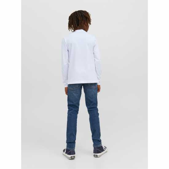 Jack And Jones Kids' Junior&junior Logo Long-Sleeve Regular Fit T-Shirt White 