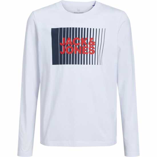 Jack And Jones Kids' Junior&junior Logo Long-Sleeve Regular Fit T-Shirt White 