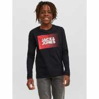 Jack And Jones Kids' Junior&junior Logo Long-Sleeve Regular Fit T-Shirt Black 